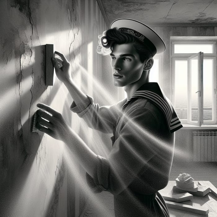 Vintage Russian Sailor Renovation Scene | Artistic Digital Painting
