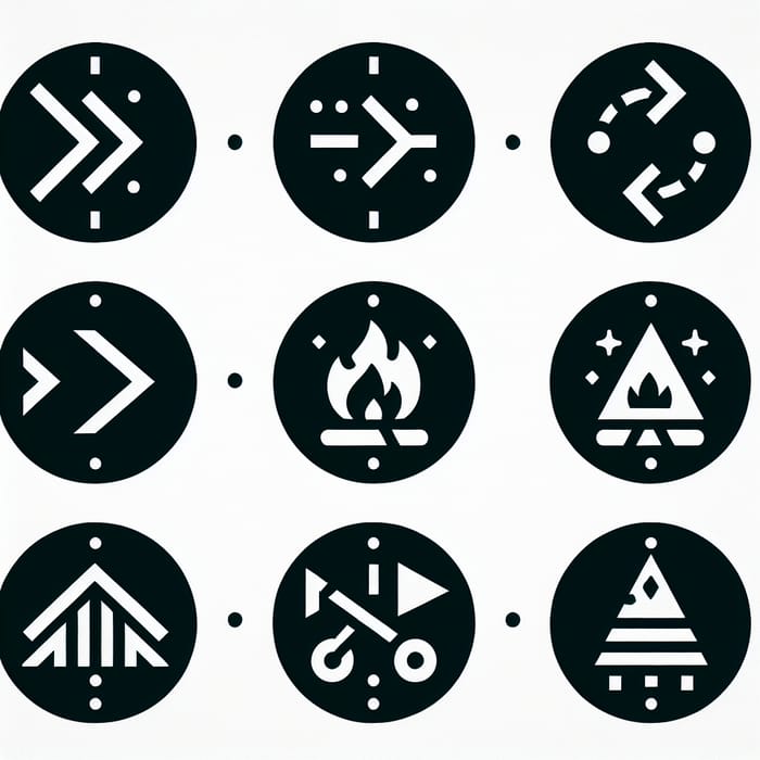 Russian Constructivism Inspired Round Icons for Modern Children's Camp Website Design