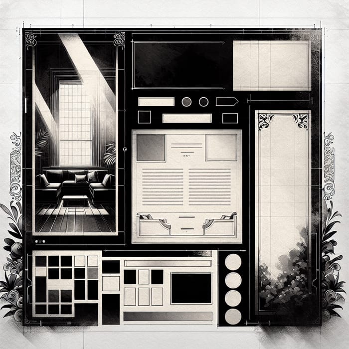 Vintage Black and White Interior Designer Website Layout