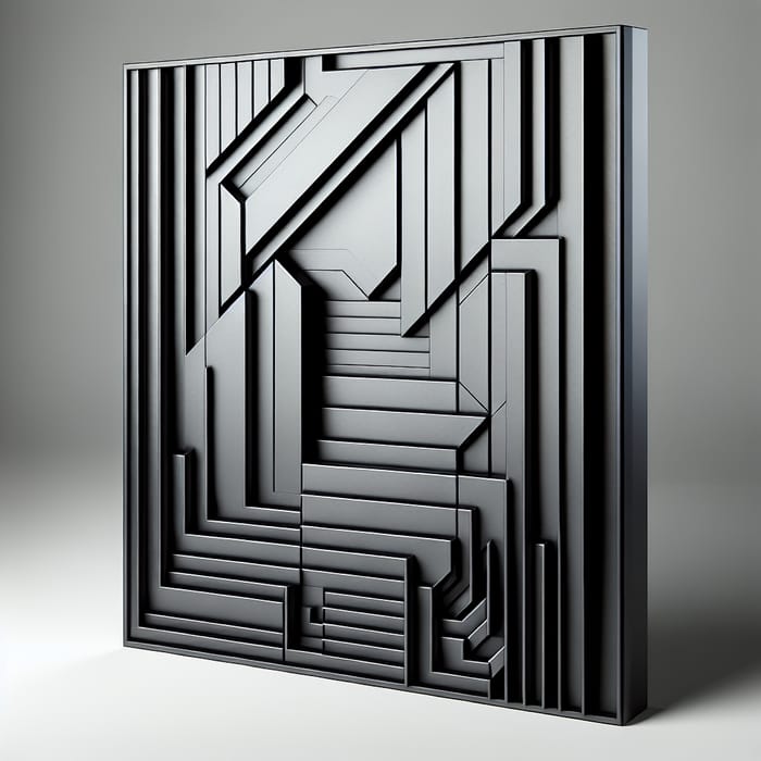 Modern 3D Rectangular Panel in Matte Black Polyurethane | Contemporary Design