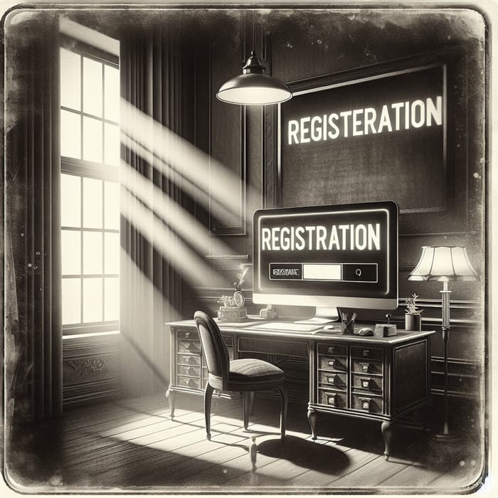 Vintage Computer Registration Poster in Modern Interior Design