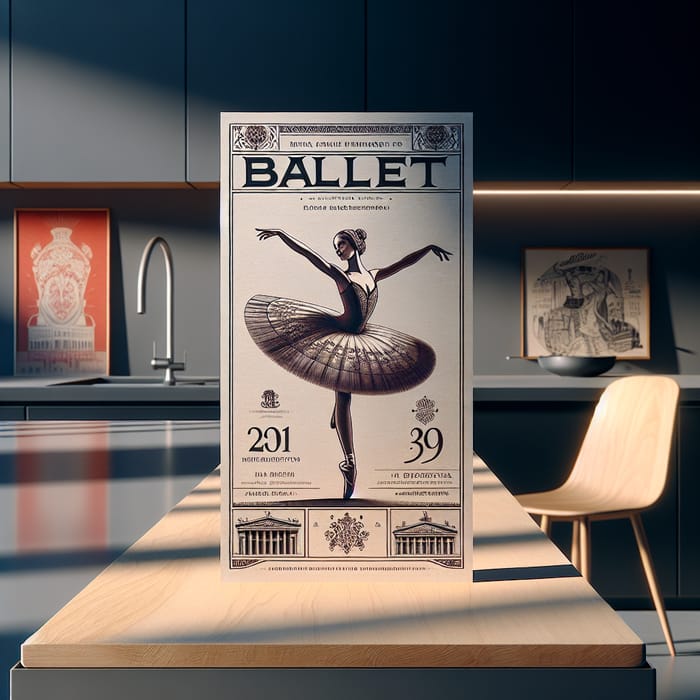 Elegant Russian Ballet Artwork Inspired by Diaghilev on Modern Kitchen Island