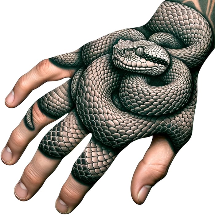 Bush Viper Hand Tattoo - Unique and Exquisite Design