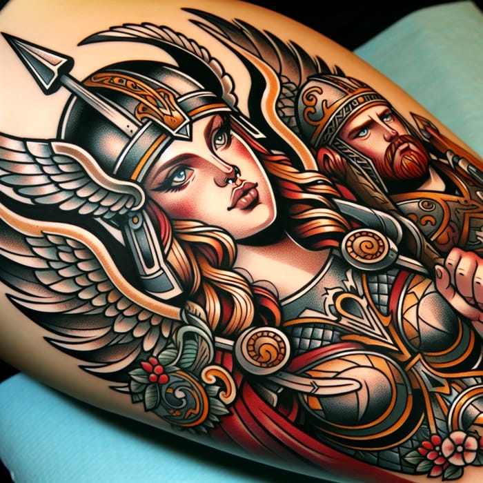 Stunning Valkyrie Neo-Traditional Tattoo Design
