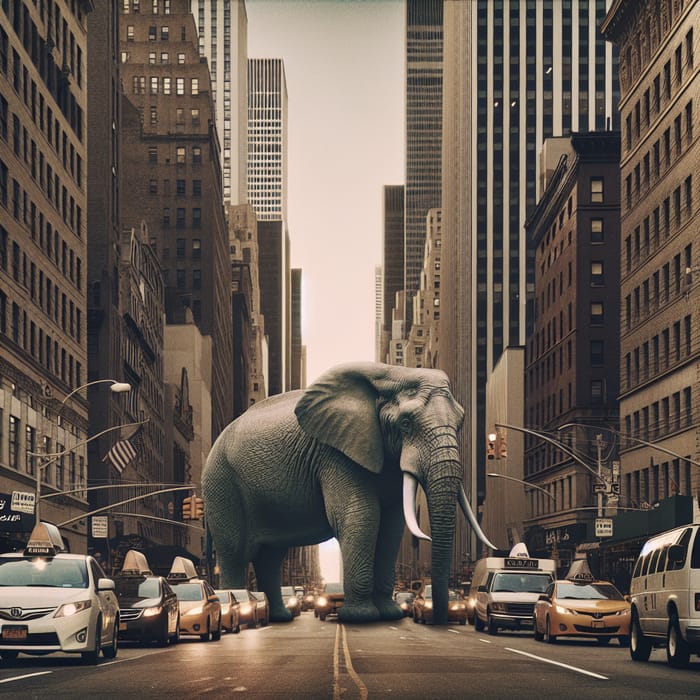 Giant Elephant Captivating Times Square, Kodak Vision 3500