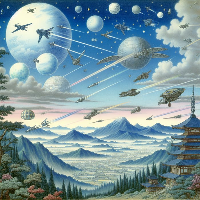 Sky with Flying Objects - Stunning Aerial View | AI Art Generator ...