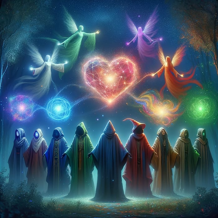 Enchanting Love Mages in Magical Forest