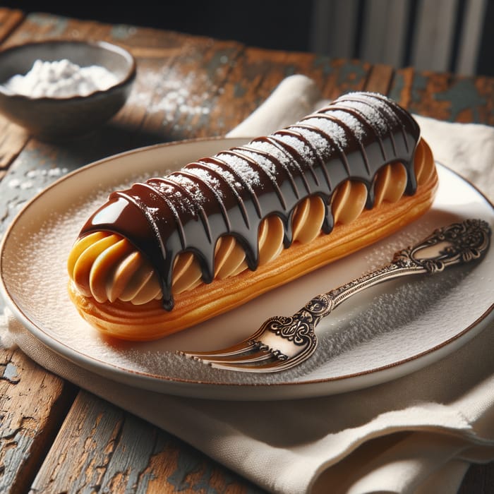 Delicious Eclair | Artful Chocolate-Ganache Drizzled Pastry Dessert