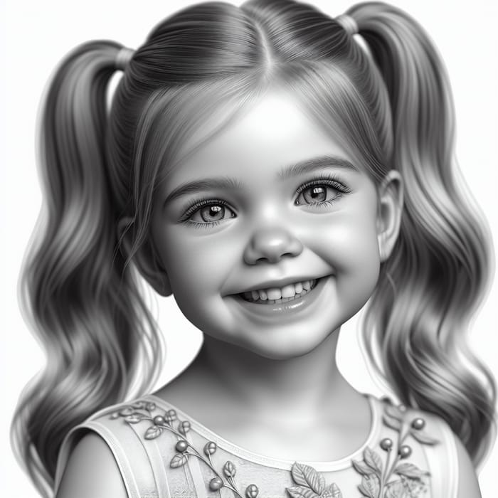 Adorable Little Girl with Ponytails in Cute Dress