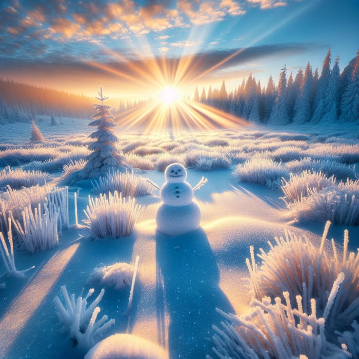 Winter Wonderland: Sunlit Snowy Meadow & Frosty Forest Magic