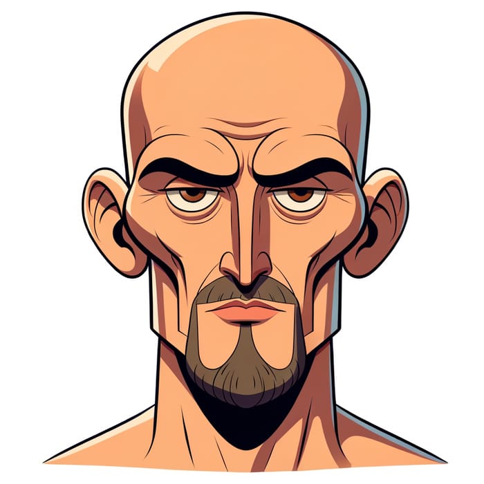 Distinctive Bald Man with Oval Face and Salt and Pepper Beard