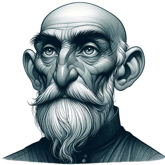 Walt Disney Style Elder Man: Unique Grey Hair and Beard Illustration