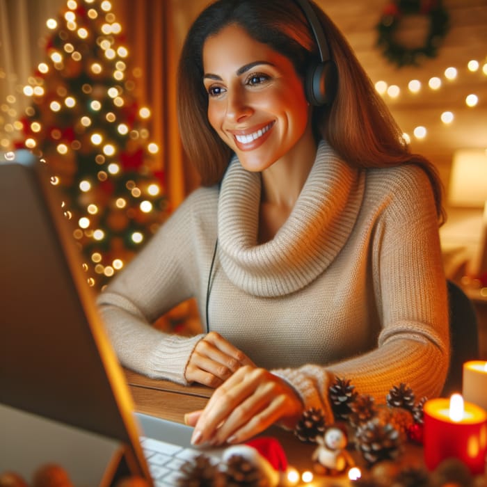 Festive Virtual Holiday Consultation with Smiling Person | Website Name