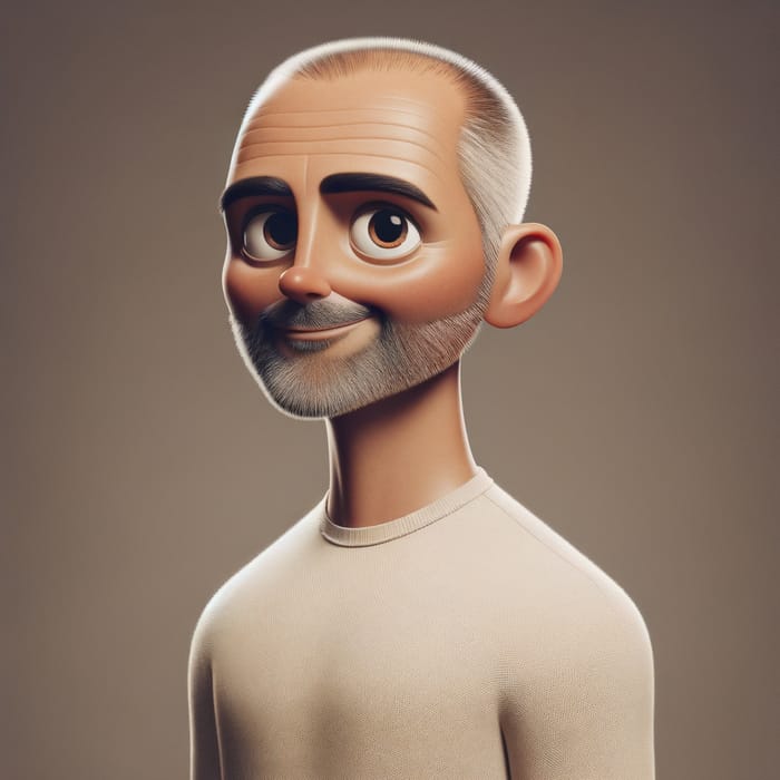 55-Year-Old Caucasian Man Portrait with Balding Hair and Disney-Style Clothing