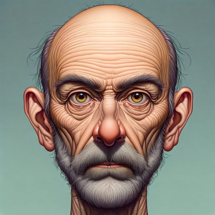 Character Design: 55-Year-Old Man with Baldness & Unique Facial Features