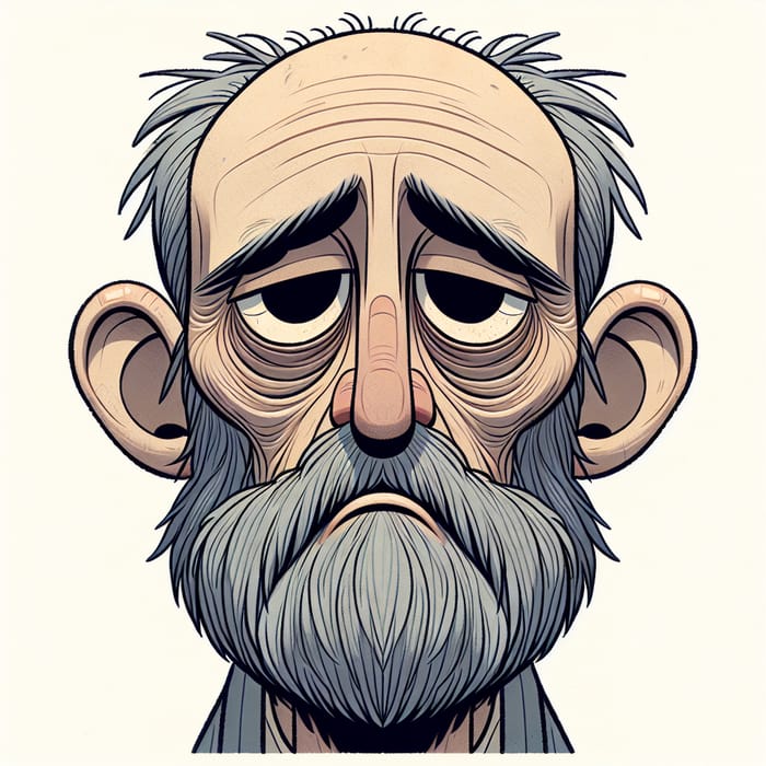 Traditional Disney-Style Portrait of Tired 55-Year-Old Man
