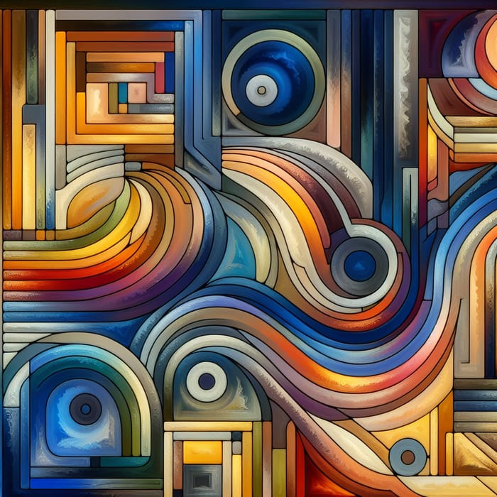 Abstract Art of Vibrant Lines, Geometric Forms & Gradient Color
