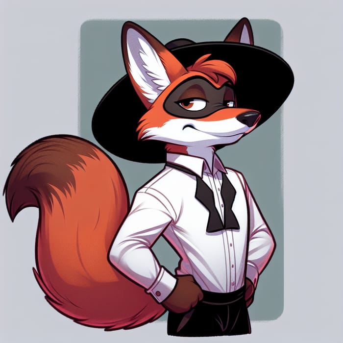 Naked Furry Zorro: Playful Anthromorphic Fox