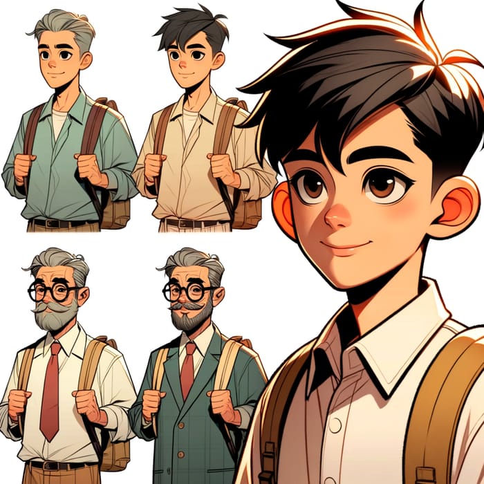 Chinito Student with Short Hair in Disney-Inspired Cartoon
