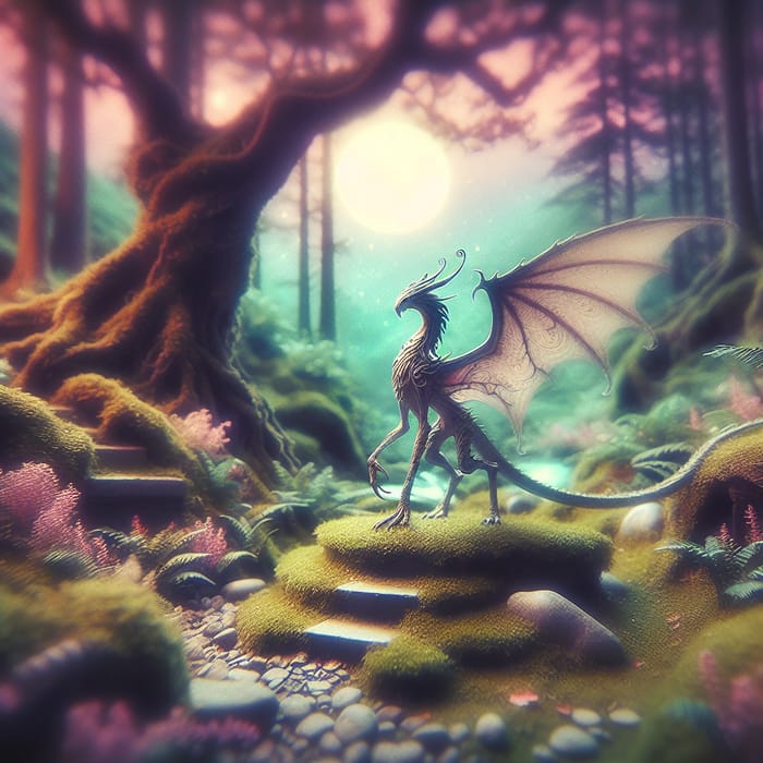 Mystical Creature in Moonlit Forest | Captivating Fantasy Art