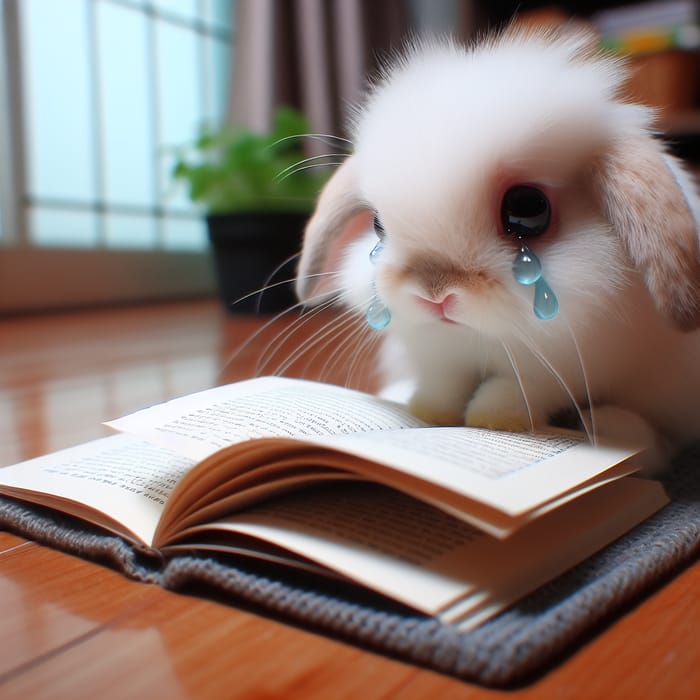 Crying Rabbit Reading: Emotional Storytime and Tears | AI Art Generator ...