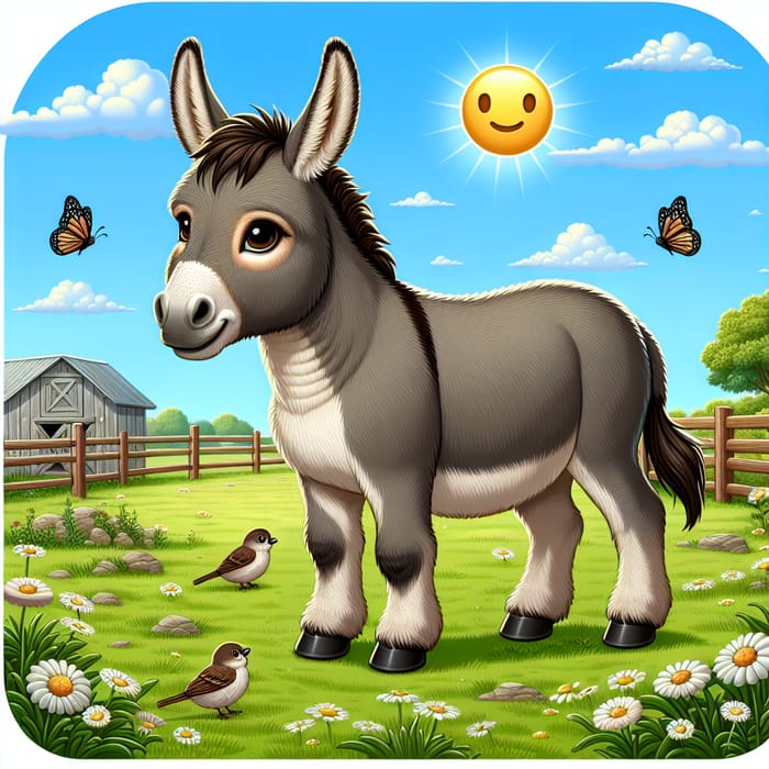 Robust and Charming Donkey in Classic Farm Scene