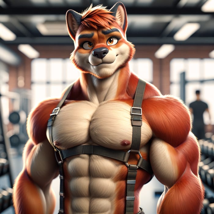 Confident Red Furry Jock Athlete in Gym | Fitness Persona