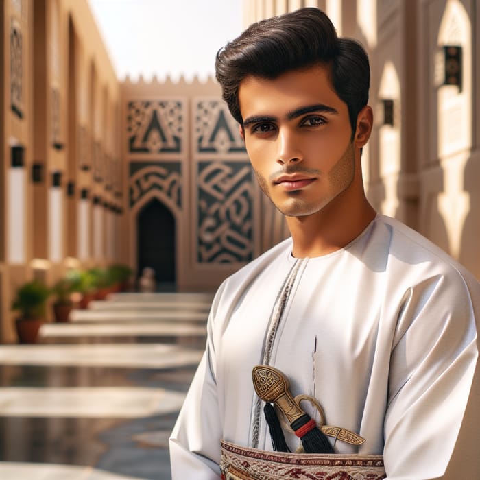 Portrait of an Omani Young Man in Traditional Attire
