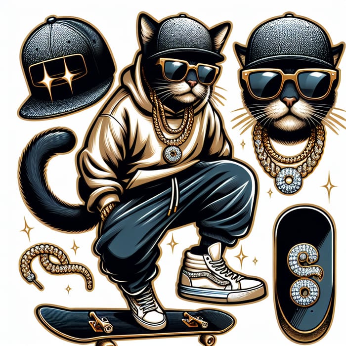 Stylish Hip Hop Cat Logo Design