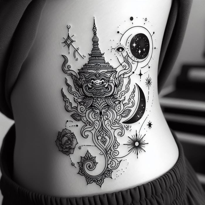 Small Fine Thai-Inspired Rib Cage Tattoo | Wisdom Theme