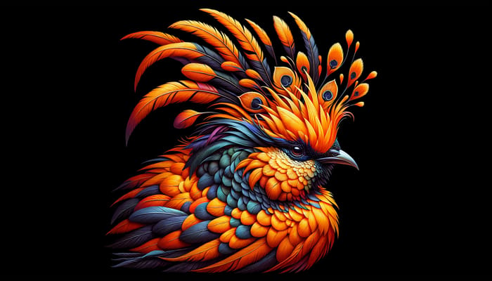 Fiery Aura: Close-Up of Royal Orange Bird with Vibrant Feathers