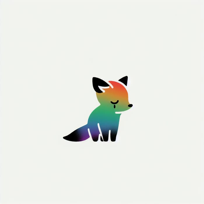 Minimalist Small Fox with Rainbow Fur - Portrait of Resilience