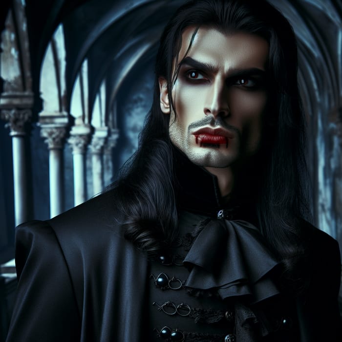 Mysterious Dracula in Gothic Castle