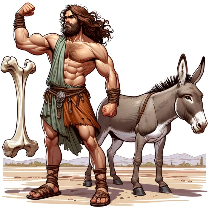 Samson - Legendary Biblical Figure Showing Jawbone Strength