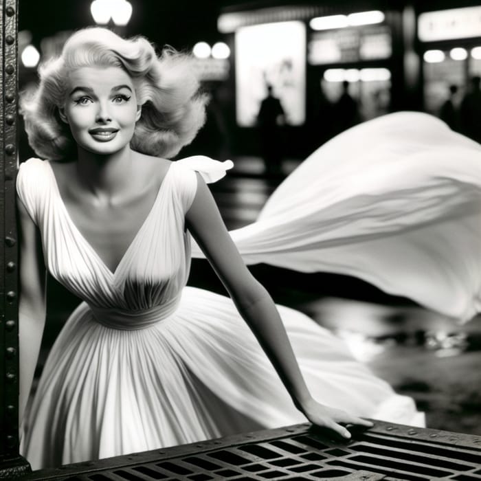 Iconic Marilyn Monroe: Hollywood's Platinum Blonde in White Dress