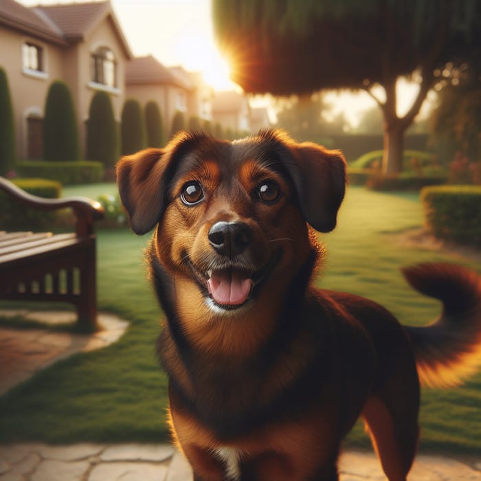 Charming Chocolate-Brown Dog in Serene Park Setting