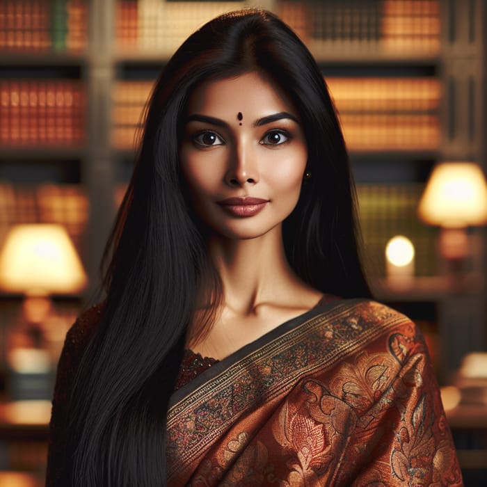 Elegant South Asian Woman in Traditional Saree