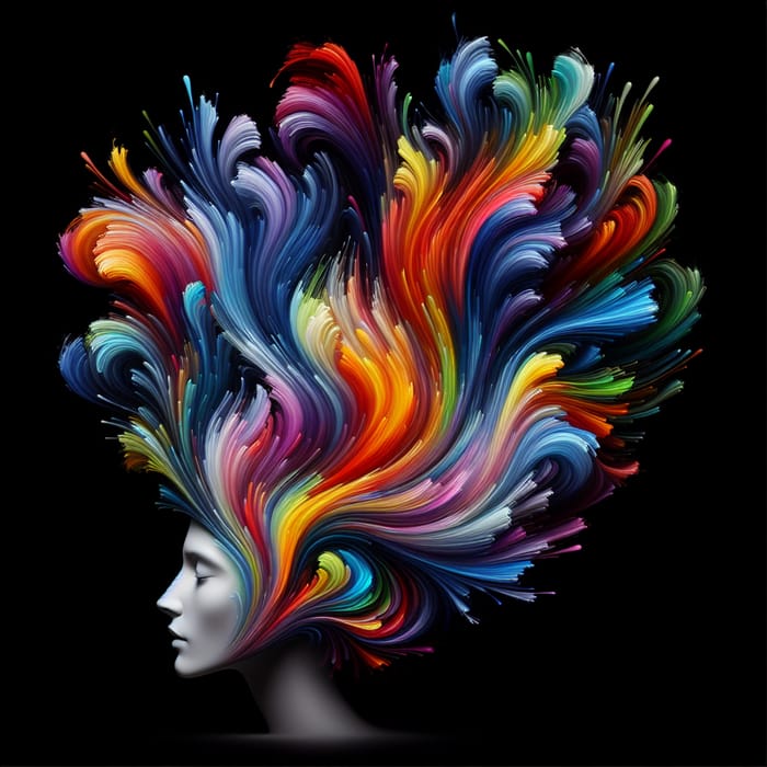 Colorful Waves of Creativity | Abstract Head Art