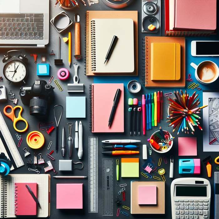 Neat University Study Tools Arrangement | Colorful Desk Setup