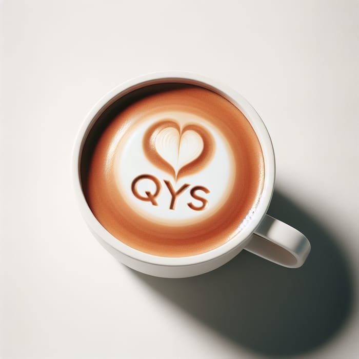 QYS Latte Art Coffee Cup on Plain White Background
