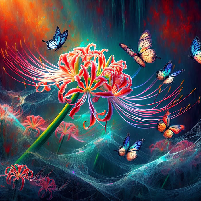 Enchanting Spider Lily and Butterfly Scene