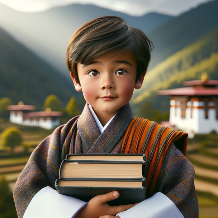 Bhutanese Boy Holding Book: Curiosity and Learning