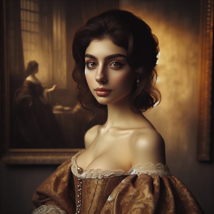 Elegant European-Persian Noblewoman in Regal Gown | Rich Portrait