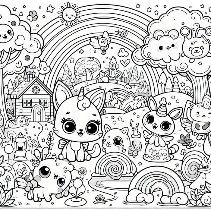 Colorful Cartoon World Coloring Page | Interactive Fun for Kids