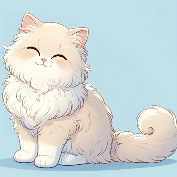 Fluffy Cream-Colored Domestic Cat Illustration