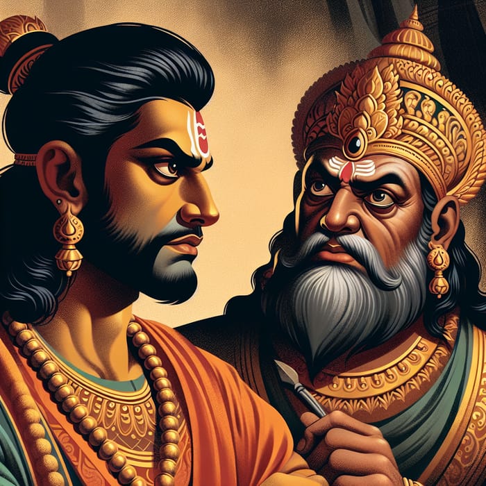 Ram and Vibhishan in Ramayan: Illustration of a Crucial Scene
