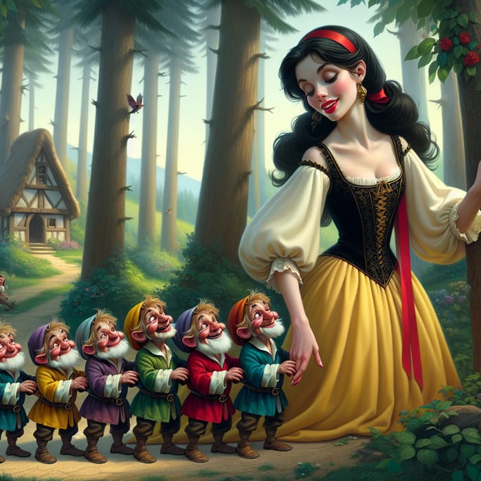 Snow White and the Seven Dwarfs - Enchanting Fairy Tale Scene