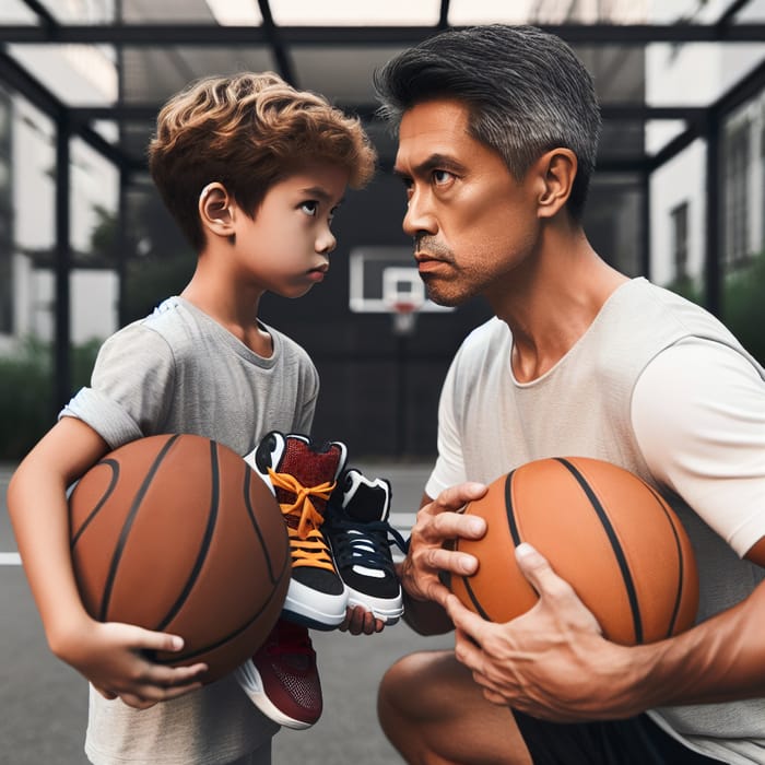 Fierce Father-Son Basketball Showdown: Painful Sneaker Kick Battle