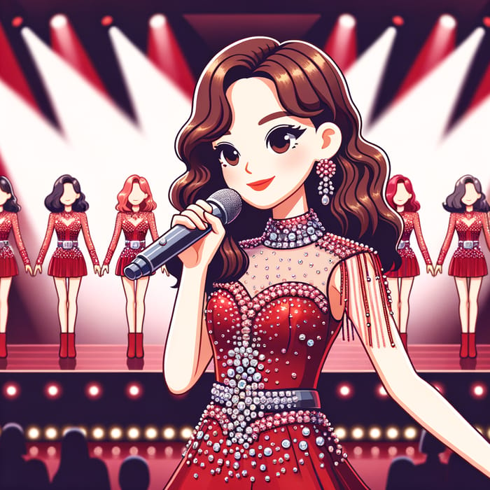 Jennie Kpop Idol in Red Dress | Concert Stage Performance