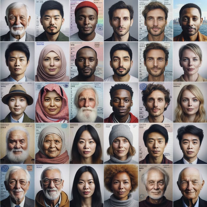 10x10 Passport-Style Collage of Diverse Individuals